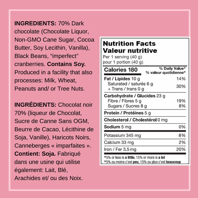ReMix Bean Bark 70% Dark Chocolate and Cranberry (1x8units)