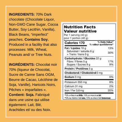 ReMix Bean Bark 70% Dark Chocolate and Peach (1x8units)