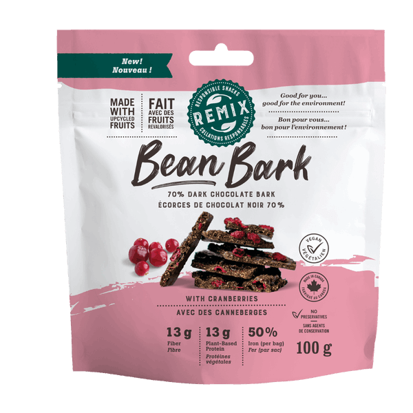 ReMix Bean Bark 70% Dark Chocolate and Cranberry (1x8units)