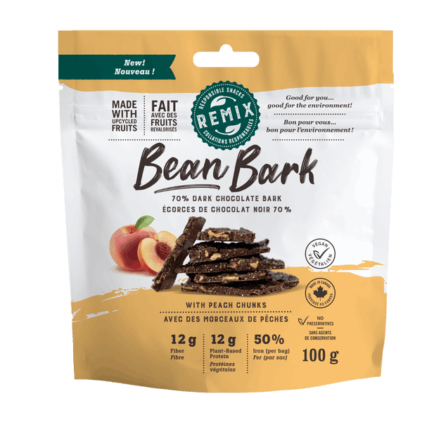 ReMix Bean Bark 70% Dark Chocolate and Peach (1x8units)