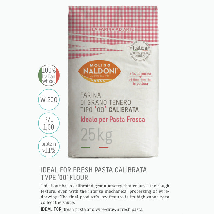 Molino Naldoni Ideal For Fresh Pasta Calibrata Type '00' ( 1 Bag X 25 Kg )