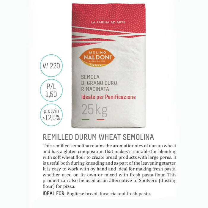 Molino Naldoni Remilled Durum Wheat Semilona ( 1 Bag X 25 Kg )