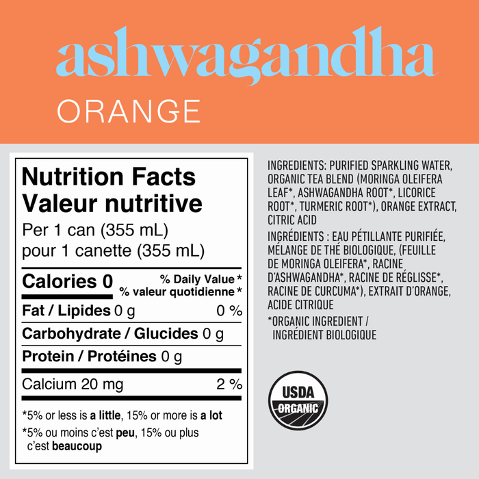 Ashwagandha Orange Sparkling Adaptogenic Tea (12x355mL)