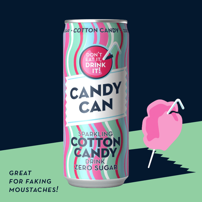 Candy-Can Cotton Candy Sparkling Zero Sugar Drink (12x330mL)