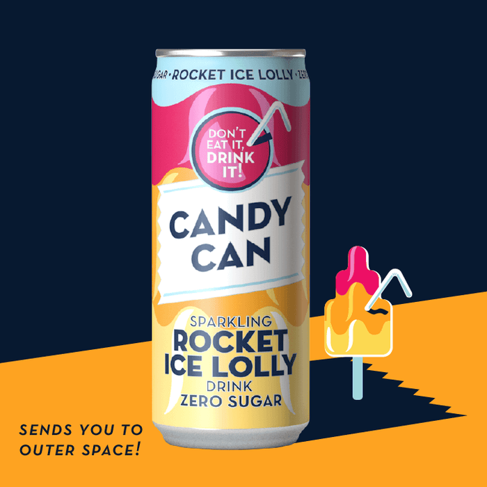 Candy-Can Rocket Ice Lolly Sparkling Zero Sugar Drink (12x330mL)