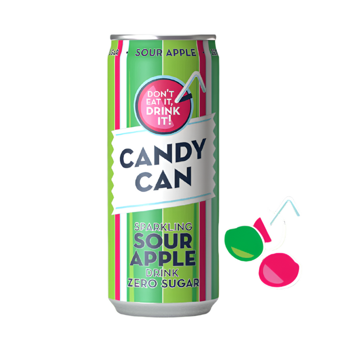 Candy-Can Sour Apple Sparkling Zero Sugar Drink (12x330mL)