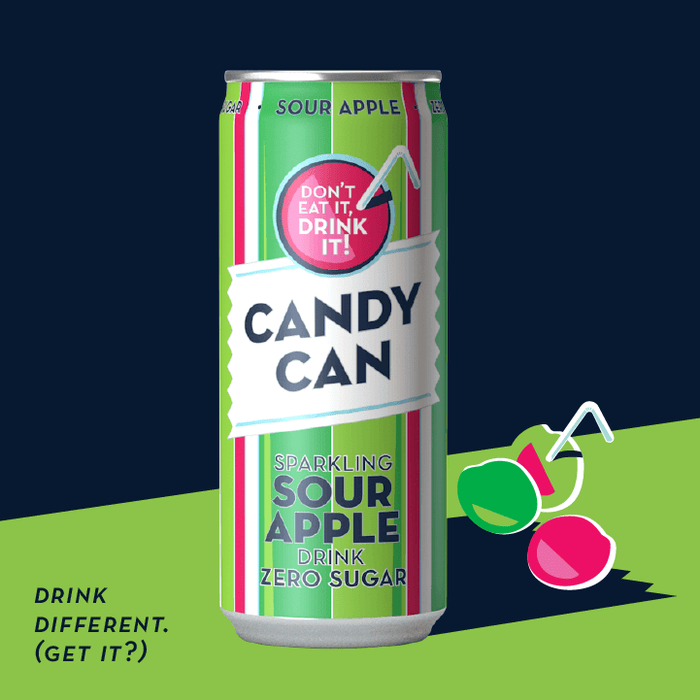 Candy-Can Sour Apple Sparkling Zero Sugar Drink (12x330mL)