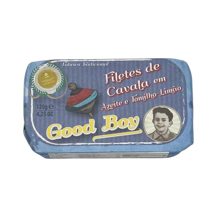 Good Boy Mackerel Fillets with Lemon and Thyme in Olive Oil (12 x 120 g)