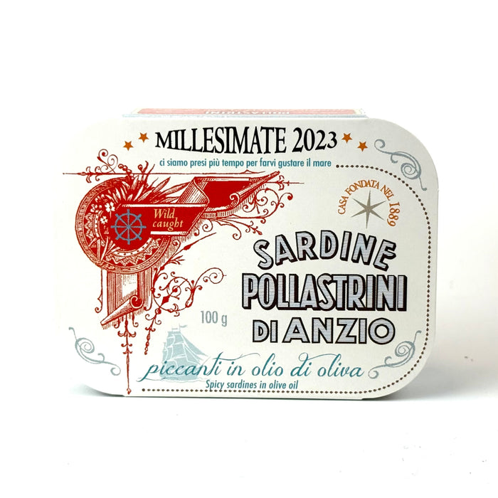 Pollasstrini   Spicy Sardines "Millesimate" in Olive Oil ( 100 G X 10 )