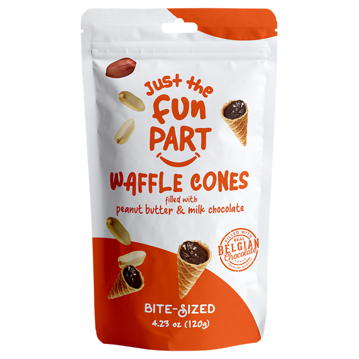 Just the Fun Part Peanut Butter and Milk Chocolate Waffle Cones (6x120g)