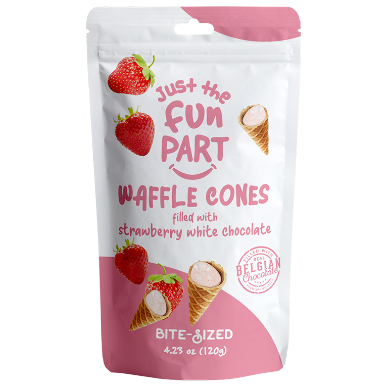 Just the Fun Part Strawberry White Chocolate Waffle Cones (6x120g)