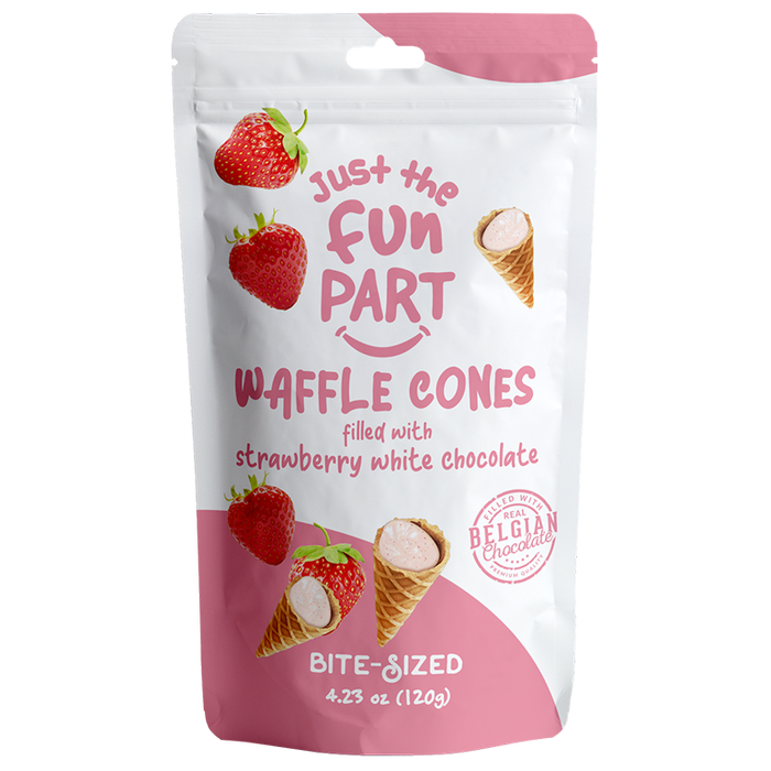 Just the Fun Part Strawberry White Chocolate Waffle Cones (6x120g)