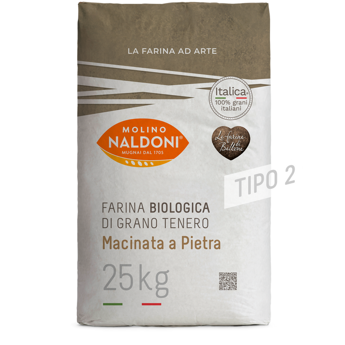 Molino Naldoni Robusta Organic Stone-Milled Type '2' Flour ( 1 Bag X 25 Kg )