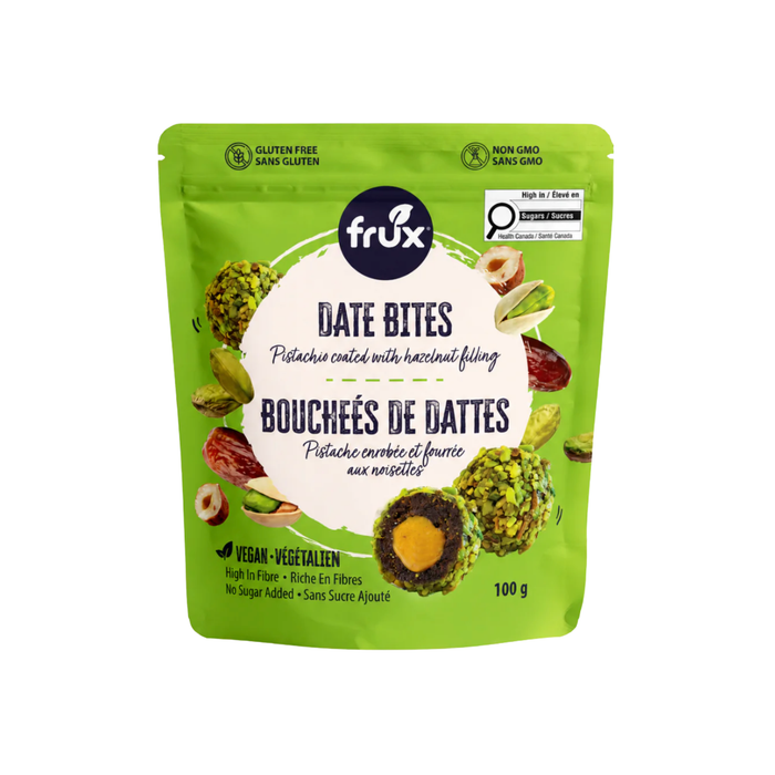 Frux Pistachio Date Bites with Hazelnut Cream Filling (8 x 100 g)