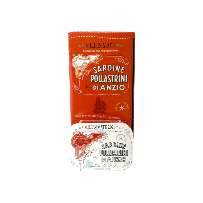 Pollastrini Spicy Sardines "Millesimate" in Olive Oil (10 x 100 g)