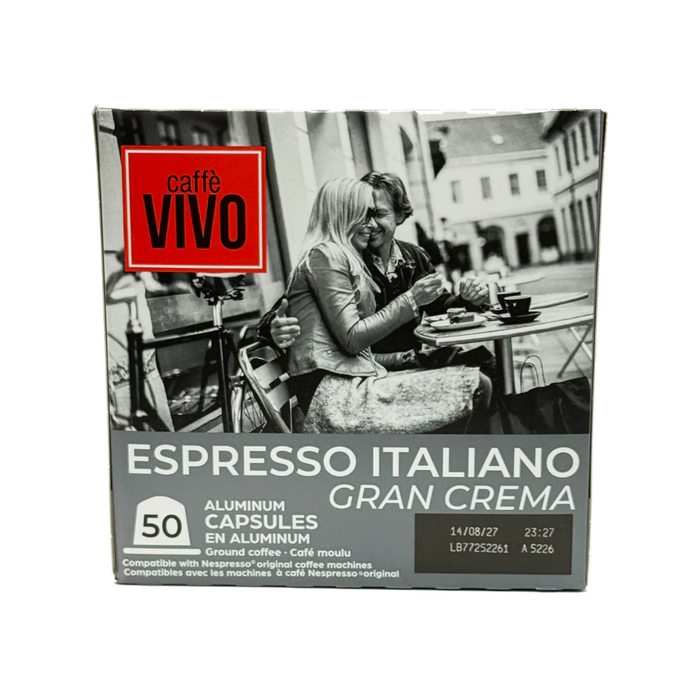 Caffè Vivo Gran Crema Espresso Aluminum Capsules  ((50 x 5 g) x 8)