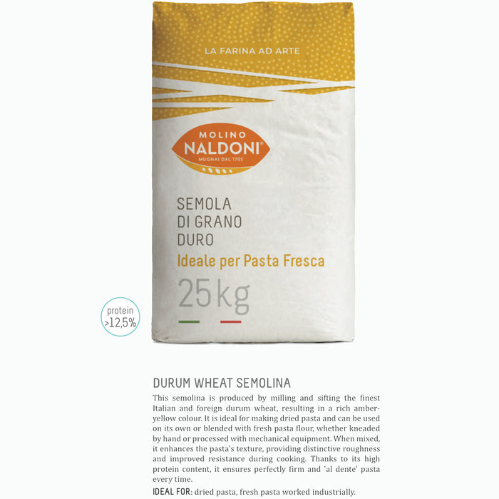 Molino Naldoni Durum Wheat Semolina Flour  ( 1 Bag  X 25 Kg )